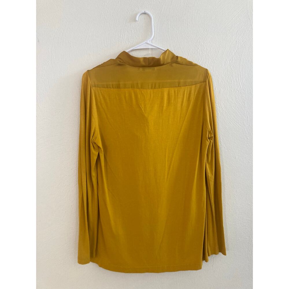 Kenneth Cole Mustard Yellow Silky Satin New York Cowl Neck Blouse M - Picture 3 of 7